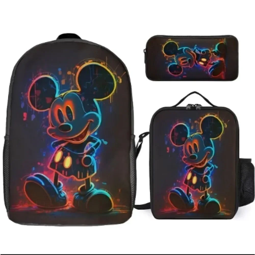Mickey Mouse 3 Piece Backpack & Lunch Box Pencil Case Set School B…